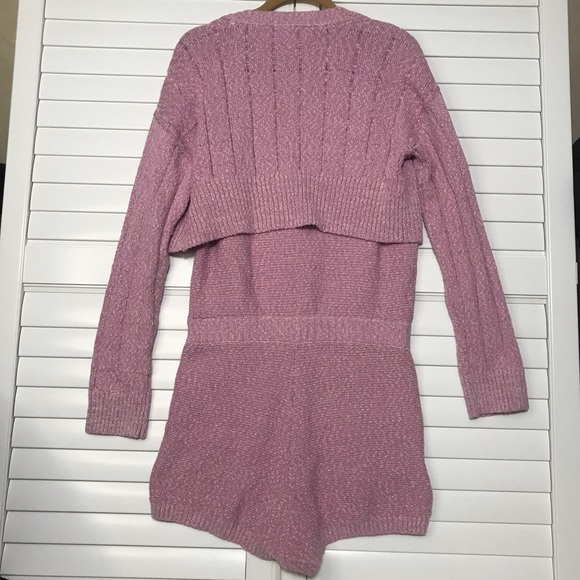 NEW FP Free People Beach Declan Cardigan Sweater Set Romper Pink - Picture 3 of 10